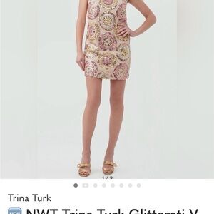 Trina Turk Blush Pink Sequin V-Neck Dress